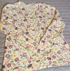 dip Floral Long Sleeve Tee - Pink, Purple, Yellow